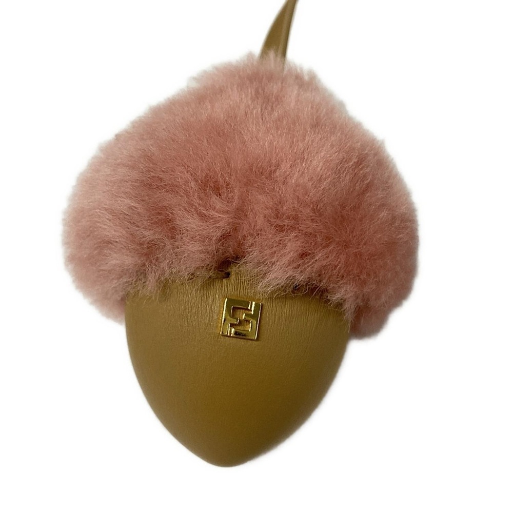 Fendi Acorn Charm Bag Charm 7AS427AYJ8F1UJ1 Beige Pink Leather Fur - Picture 3 of 6
